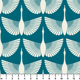 Egret of Joy in Teal — egret of joy print, in bright white on a deep petrol teal ground