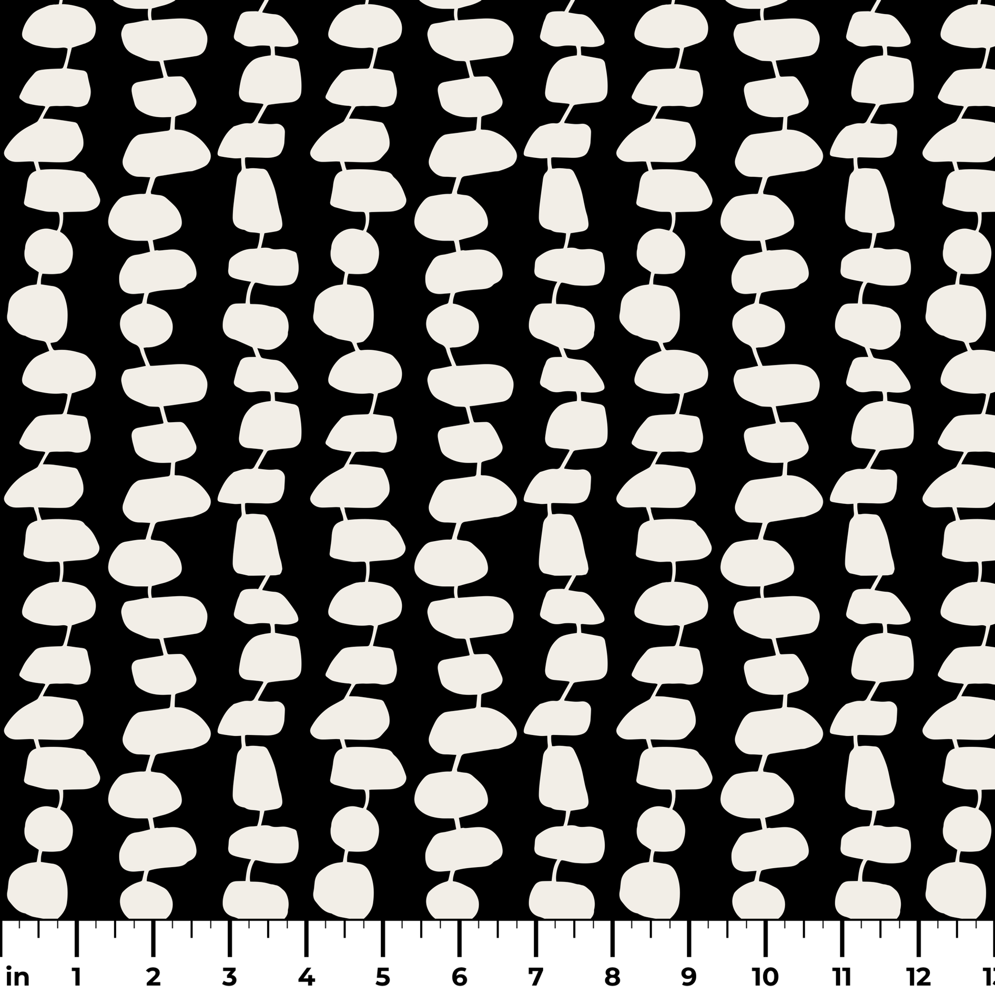 Atomic Stack in Ebony — atomic stack print, in white forms on a dense black ground