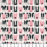 Adopt Me Mid Mod Dog in Petal — adopt me mid mod dog print, in blush pink, black and cream on a warm bone ground, small scale